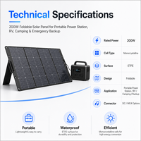 Panneau solaire pliable étanche 200W pour station d'alimentation portable, camping-car, camping, alimentation de secours d'urgence