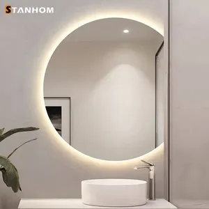 Большое украшение для ванной комнаты, полукруглое зеркало со светодиодной подсветкой