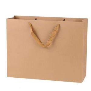 Sacs en papier kraft avec poignée à cordon personnalisés avec logo, recyclables, adaptés aux boutiques, aux cadeaux et aux achats promotionnels - Product Image 1