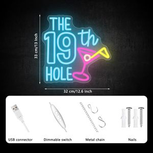 L'insegna al Neon della diciannovesima buca. Gli sport illuminano i cartelli da Bar per Club da Golf decorazioni per feste a casa per amanti del Golf regali luci personalizzate - Product Image 6