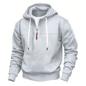 <span class=keywords><strong>Felpa</strong></span> da <span class=keywords><strong>Uomo</strong></span> con <span class=keywords><strong>Mezza</strong></span> <span class=keywords><strong>Zip</strong></span> e Cappuccio, Maniche Lunghe, Vestibilità Ampia, per Primavera e Autunno - Product Image 5
