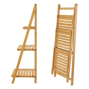 Nouveau design personnalisé à 3 niveaux <span class=keywords><strong>pliable</strong></span> cuisine salle de bain échelle en <span class=keywords><strong>bambou</strong></span> étagère de rangement - Product Image 3