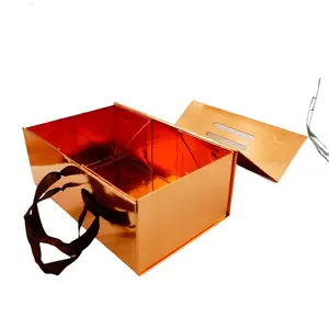 Custom pieghevole scatola regalo magnetica valigia per abbigliamento scarpe scatola di carta con manico a nastro