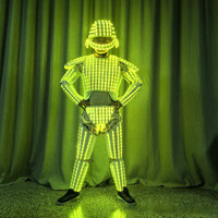 Costume de robot lumineux à LED, armure mécanique brillante, combinaison de performance avec casque LED pour spectacle de nuit, scène, cosplay, carnaval
