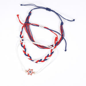 Wrap <b>Bracelets</b> Hemp <b>Rope</b> Red White Blue Star 4th Of July Party Unisex Casual Sporty Style - Product Image 5