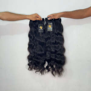 Cheveux indiens bruts de qualité supérieure, mèches de cheveux humains ondulés, cheveux brésiliens bruts non traités, lisses et bouclés, cheveux de temple - Product Image 1