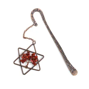 Creative Metal Chain Bookmark Student Fancy Gift Bookmark Hand Wound Crystal Hexagram Retro Metal Ling Stick Bookmarks