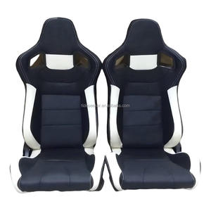 Siège baquet de course en fibre de verre personnalisé en cuir noir et daim <span class=keywords><strong>patchwork</strong></span> - Product Image 5