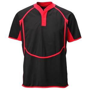 Polo Deportivo de Manga Corta para Hombre, Color Negro y Rojo, de Secado Rápido, Tejido, Corte Regular - Product Image 1