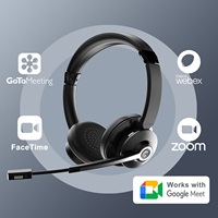 Headphone pusat panggilan hitam bisnis, Headphone ganda telinga bisu ENC pusat panggilan kantor Headset nirkabel dengan mikrofon