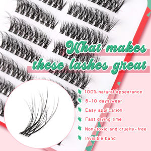 Kit de Extensiones de Pestañas en Racimo Pre-fabricadas, Naturales, para Marca Privada, Hazlo Tú Mismo - Product Image 3