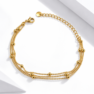 Pulsera de Barra con Detalles en Capas, Chapada en Oro de 14K, 0.3mm, Recubrimiento al Vacío, para Mujer, Modelo SL8223 - Product Image 1