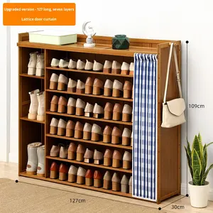 Meuble d'entrée en bambou pour chaussures, design moderne, haut, vertical, entrée intégrée, couloir, ultra étroit - Product Image 6