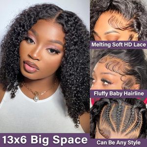 Perruques Jerry Curls Full Frontal 13x6 en dentelle HD, 100% cheveux humains, pré-épilées, sans colle, courtes, bouclées, ondulées, style bob pour femmes noires - Product Image 2