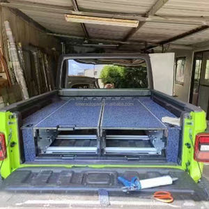 Système de rangement de la benne arrière des <span class=keywords><strong>pick</strong></span>-<span class=keywords><strong>up</strong></span> tout-terrain 4x4, tiroirs doubles en métal, plateau de réfrigérateur <span class=keywords><strong>coulissant</strong></span> supérieur, boîte à outils pour Jeep Gladiator - Product Image 5