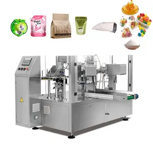 Automatic premade pouch doypack bag feeding rotary pick fill seal packing machine