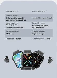 Montre intelligente 2 en 1 avec écouteurs TWS, compatible <span class=keywords><strong>Android</strong></span> et <span class=keywords><strong>iPhone</strong></span>, Reloj Inteligente, montre intelligente avec écouteurs pour hommes et femmes - Product Image 6