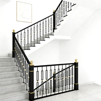 Modèle d'escalier en métal noir pour hôtel, balustre d'escalier, poteau d'escalier, balustrade de balcon