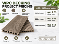 Planche de terrasse en WPC creuse 142x22mm, imperméable, résistante aux UV, dalles de terrasse en composite pour hôpital, jardin, parc extérieur