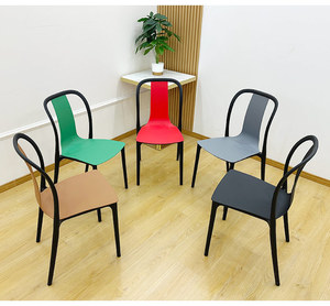 Bán buôn giá rẻ mạnh mẽ phong cách Bắc Âu không tay monoblock hai tông màu nhà hàng Stackable nhựa ngoài trời ghế ăn - Product Image 6