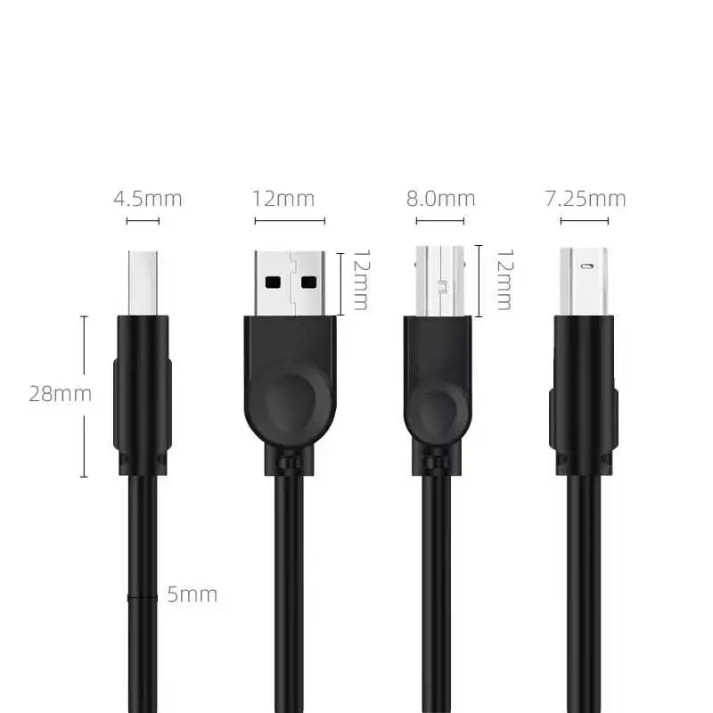Fabrik preis Drucker datum Übertragungs kabel 1,5/1,8/3/5/10m Länge USB A bis B schwarze Farbe Schnell übertragungs drucker kabel USB 2.0