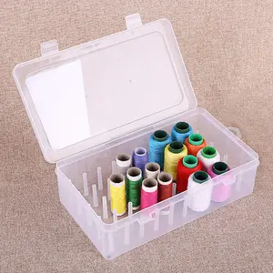 กล่องลวดพลาสติก42แกนกล่องใส่เข็มและด้ายเก็บของสีสันใสกล่องเย็บพับได้