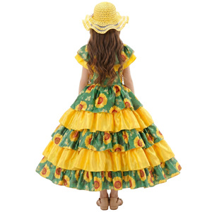 <span class=keywords><strong>Costume</strong></span> de <span class=keywords><strong>danseuse</strong></span> <span class=keywords><strong>flamenco</strong></span> pour filles, robe de bal à imprimé tournesol, chapeau, déguisement de fête d'Halloween, spectacle scolaire, mascarade - Product Image 6