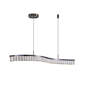 โคมไฟระย้าเพดานดีไซน์หรูหราทันสมัย ตกแต่งบ้าน ห้องครัว ห้องรับประทานอาหาร โคมไฟคริสตัลรูปทรงคลื่นสีดำ - Product Image 1