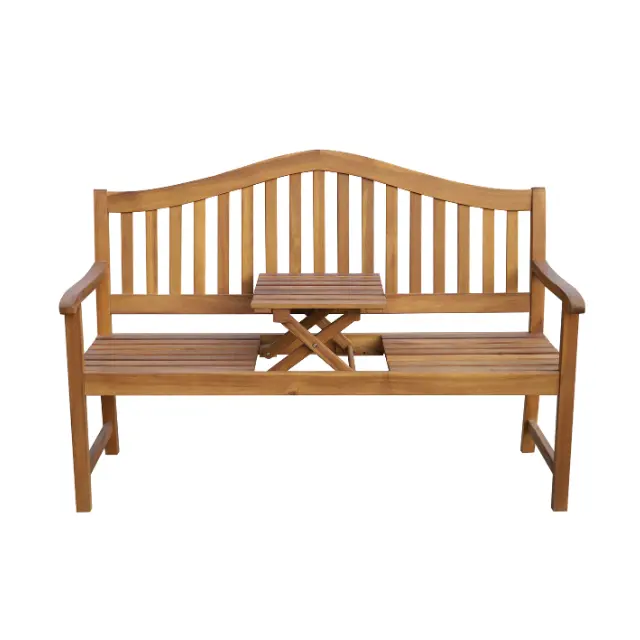 テーブル付きラブベンチ屋外家具パティオ木製ベンチモダンスタイル屋外チェア高品質ベトナムメーカー
