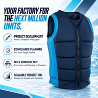 Gilet de protection personnalisé pour adulte avec fermeture éclair frontale, rembourrage en néoprène avant et arrière pour le wakeboard et les sports nautiques OEM ODM