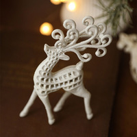 Ornement de Noël en plastique blanc, forme de cerf et d'étoile à cinq branches, décorations de Noël assorties à suspendre à l'arbre