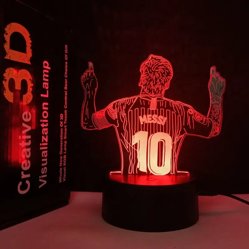 New Arrival Football Fans Gift Messi Night Light Football Player Designs 3D Lamps With Multi-colors USB Bedroom Decoration Lamp