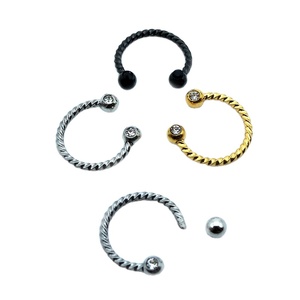 De acero inoxidable barra torcida de la broca del fruto del café herradura anillos en la nariz - Product Image 3