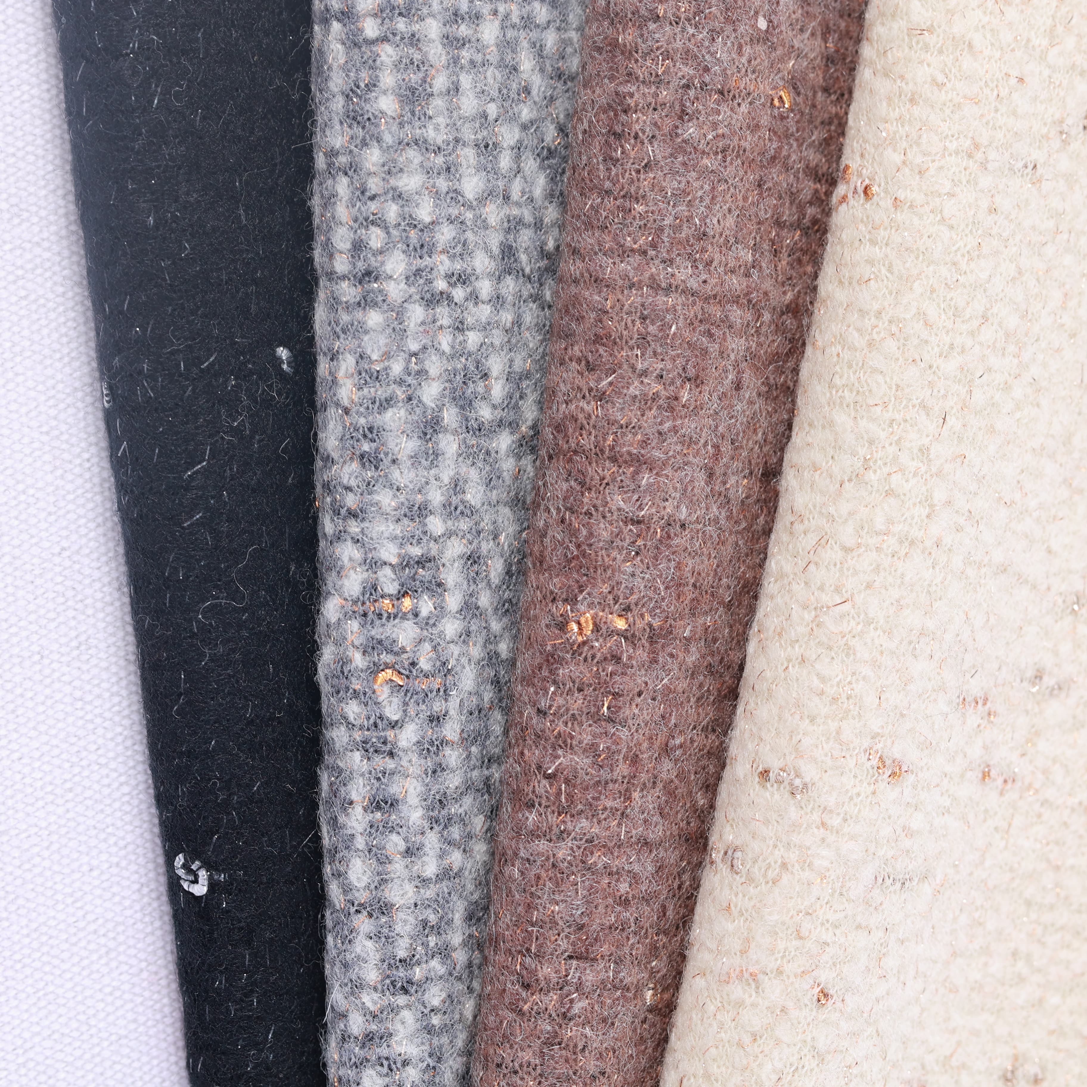 Lurex Tweed Knitted Woolen Fabric | 85% Wool 3% Lurex Blend | Eco-Friendly Lightweight for Women's Suits Dresses & Jackets