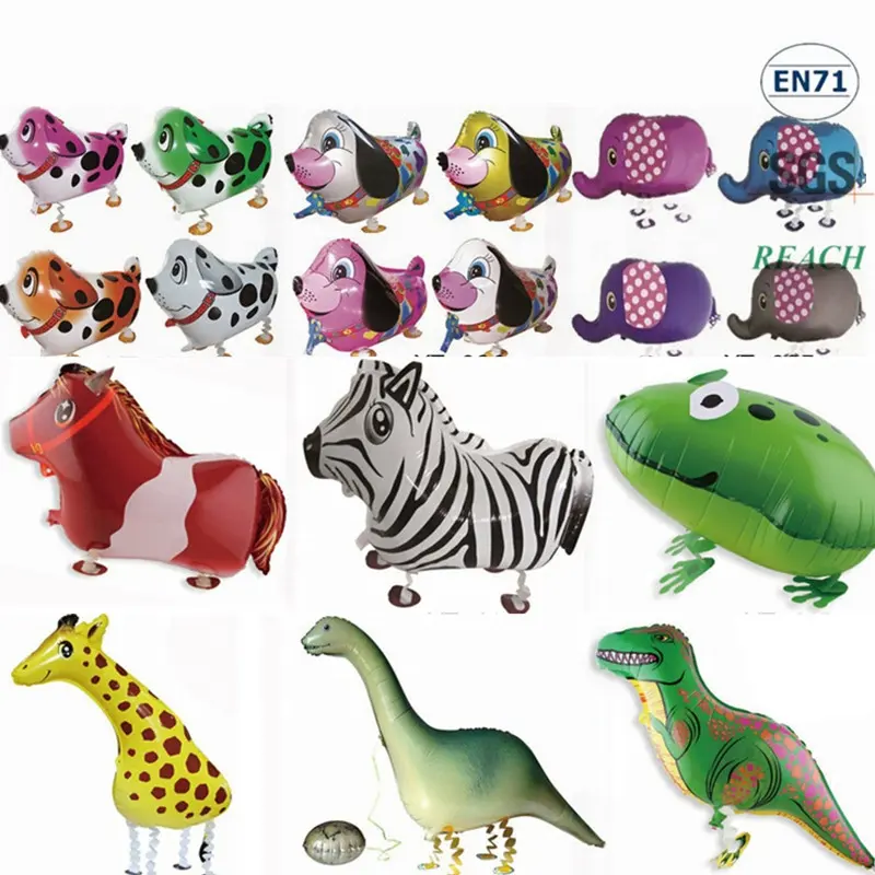 Jouet à hélium pour animaux, ballons en aluminium pour marcher avec pied, décoration de fête pour enfants, 1 pièce