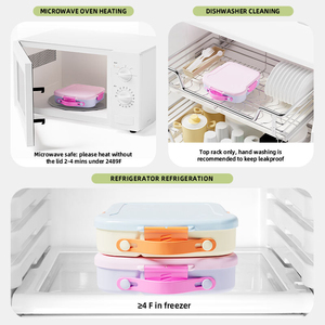 High Quality Pink Girls Cartoon Bento <b>Lunchbox</b> 4 Compartment Tray Microwavable Kids' Storage High Temperature Resistance Sauce - Product Image 6