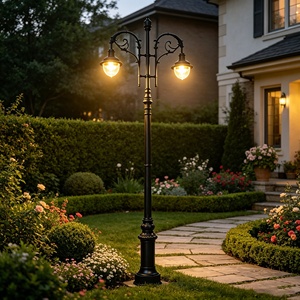 Lampe de jardin rétro IP65 à source LED, en aluminium et fonte, pour villa, parc, éclairage paysager LED - Product Image 3