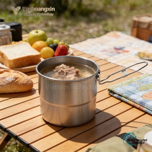 Marmite de camping en acier inoxydable avec couvercle et poignée pliable pour la cuisine en plein air - Product Image 4