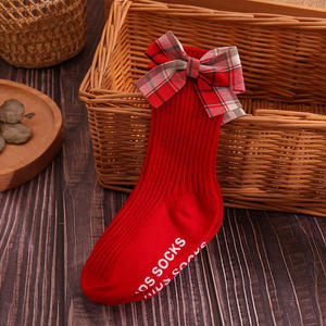 Invierno otoño español Navidad niño niños botines calcetines Medias gran lazo suave algodón Navidad bebé niñas hasta la rodilla calcetín - Product Image 3