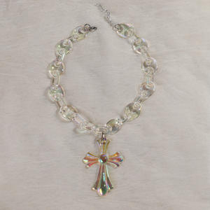 Collier ras du cou épais en acrylique transparent avec croix colorée, design Hip Hop audacieux, motif <span class=keywords><strong>Jesus</strong></span> Laser UV Cool Boy Teen Pig Nose, pour femmes et hommes - Product Image 6