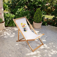 Chaise longue de plage en bois d'extérieur en tissu Oxford léger, logo personnalisé, chaise pliante portable, durable, écologique