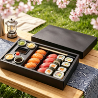 Boîte à bento rectangulaire jetable ESTICK de qualité supérieure, emballage japonais pour saumon, couvercle à charnière, boîte à emporter en carton alimentaire