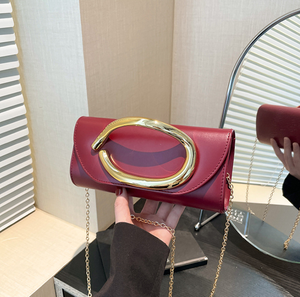 Sac à main de soirée de luxe pour femme, en polyester, avec chaîne d'épaule unique, poignée métallique, forme coquille, fermeture magnétique, pour fêtes et dîners - Product Image 6