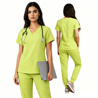 Ensemble d'uniformes médicaux pour femmes, style populaire, nouvelles couleurs assorties, col en V, pantalon jogger, pour hôpital, salon, travail