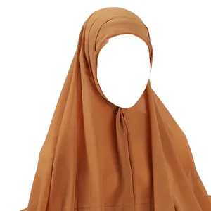 नई मुस्लिम नई शैली मोती चिफॉन सुविधाजनक महिलाएं सीधे हिजाब एक लंबी स्कार्फ सेट पगड़ी स्कार्फ थोक निर्माण