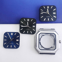 Jam Tangan Mekanik Otomatis Mewah 38mm Casing Baja Tahan Karat Persegi Jarum Bercahaya Tampilan Penunjuk NH35 20mm Baru