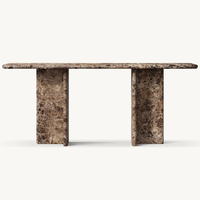Table console moderne KUMUSI, décoration d'intérieur nordique, table console de luxe en marbre naturel beige travertin, rectangulaire, taille personnalisée