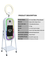 Photobooth portable pour mariage et événements, avec logiciel gratuit, écran tactile 21,5 pouces, miroir photobooth, disponible en entrepôt US/UK/CA/UE