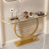 Table Console de luxe moderne noire avec meuble de base de table en acier inoxydable blanc ou or