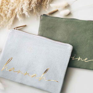 Индивидуальная модная маленькая сумка с буквенным принтом, холщовая хлопковая косметичка на молнии с золотым тиснением, оптовая продажа, индивидуальный логотип - Product Image 3